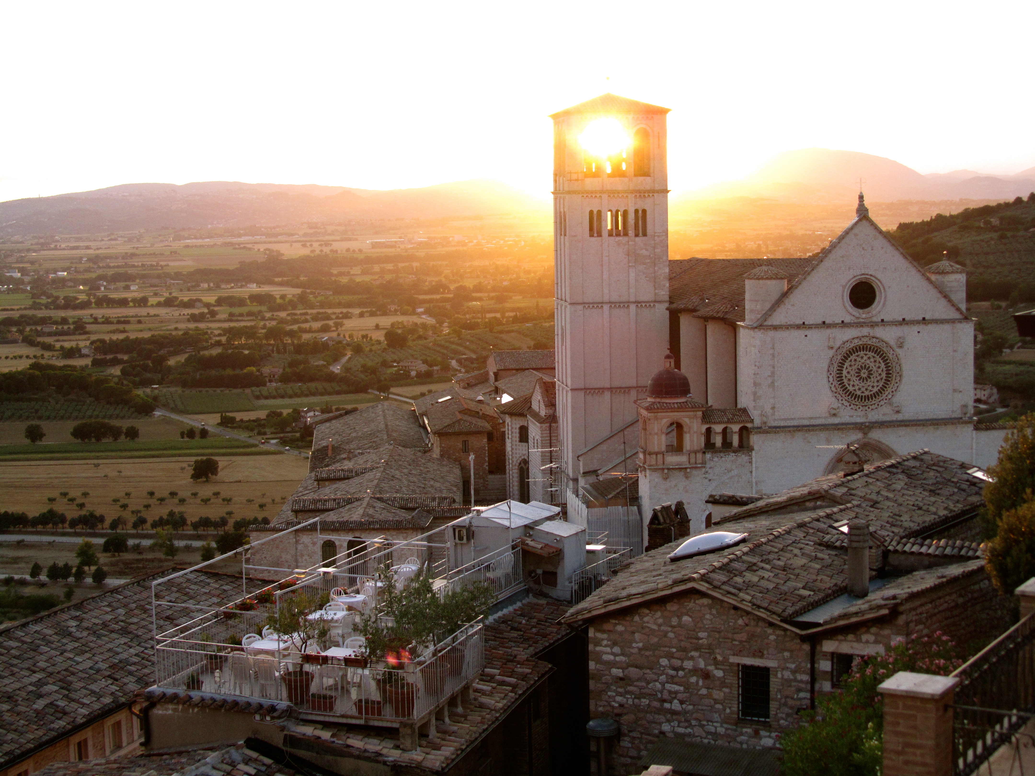 A light portal over Assisi, Italy