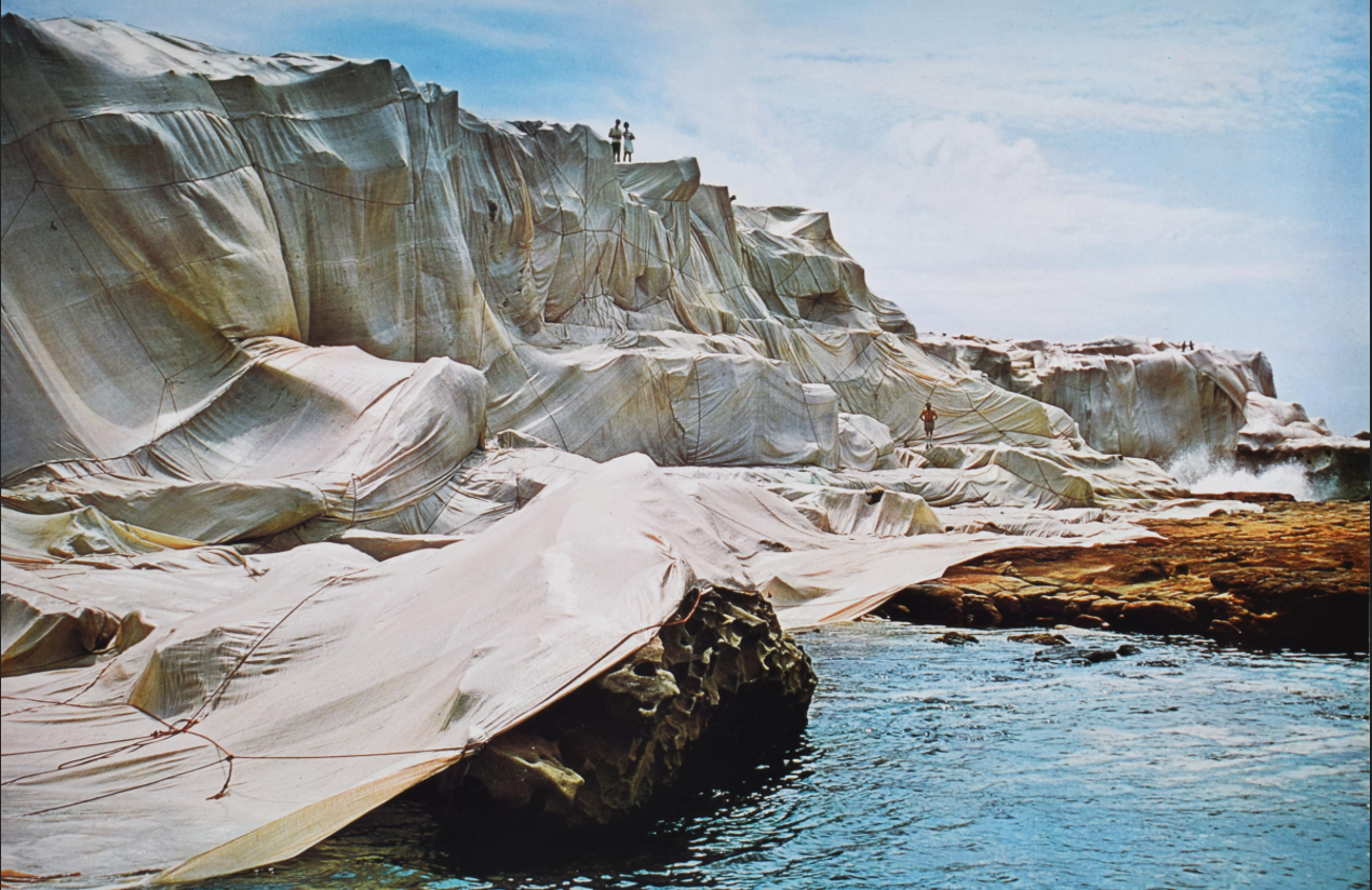 “Wrapped Coast - One Million Square Feet, Little Bay”. Art installation by Christo and Jeanne-Claude. 1969